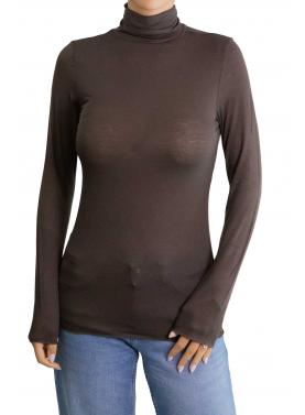 Maglia misto cashmere tinta unita collo alto